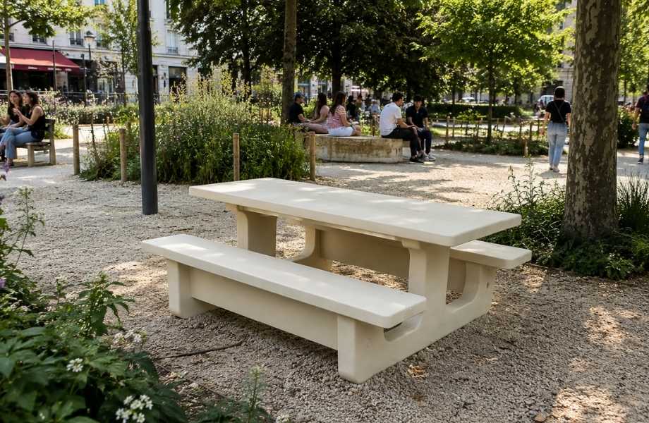 table pique nique en béton